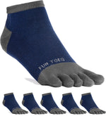 FUN TOES Men's Toe Socks Lightweight Breathable-Value 6 PAIRS Pack- Size 6-12