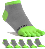 FUN TOES Men's Toe Socks Lightweight Breathable-Value 6 PAIRS Pack- Size 6-12