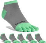 FUN TOES Men's Toe Socks Lightweight Breathable-Value 6 PAIRS Pack- Size 6-12