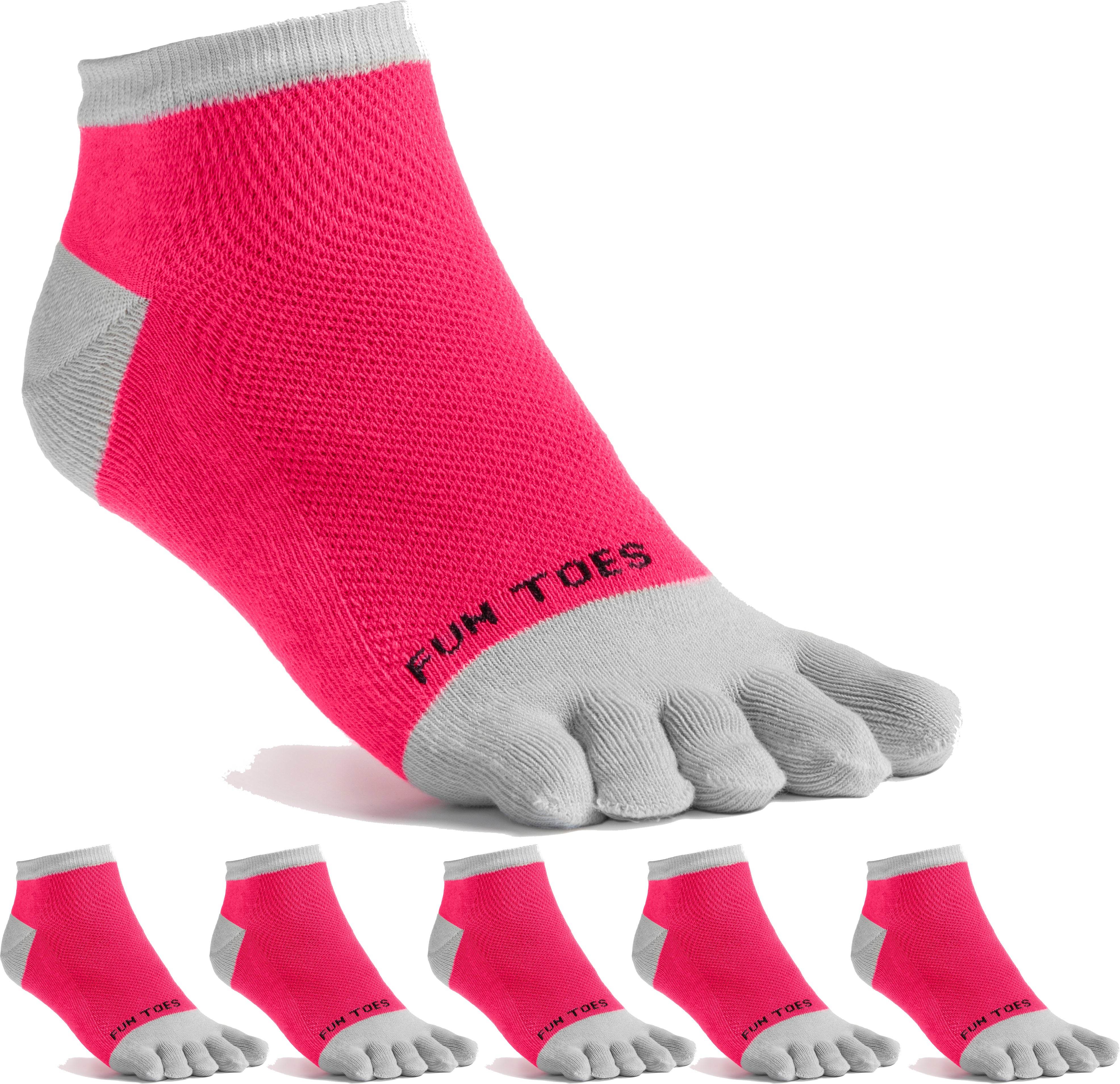 FUN TOES Women's Cotton Toe Socks-Breathable-6 PAIRS Pack-Size 9-11-Lightweight