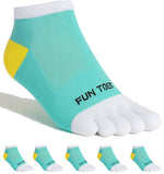FUN TOES Women's Cotton Toe Socks-Breathable-6 PAIRS Pack-Size 9-11-Lightweight