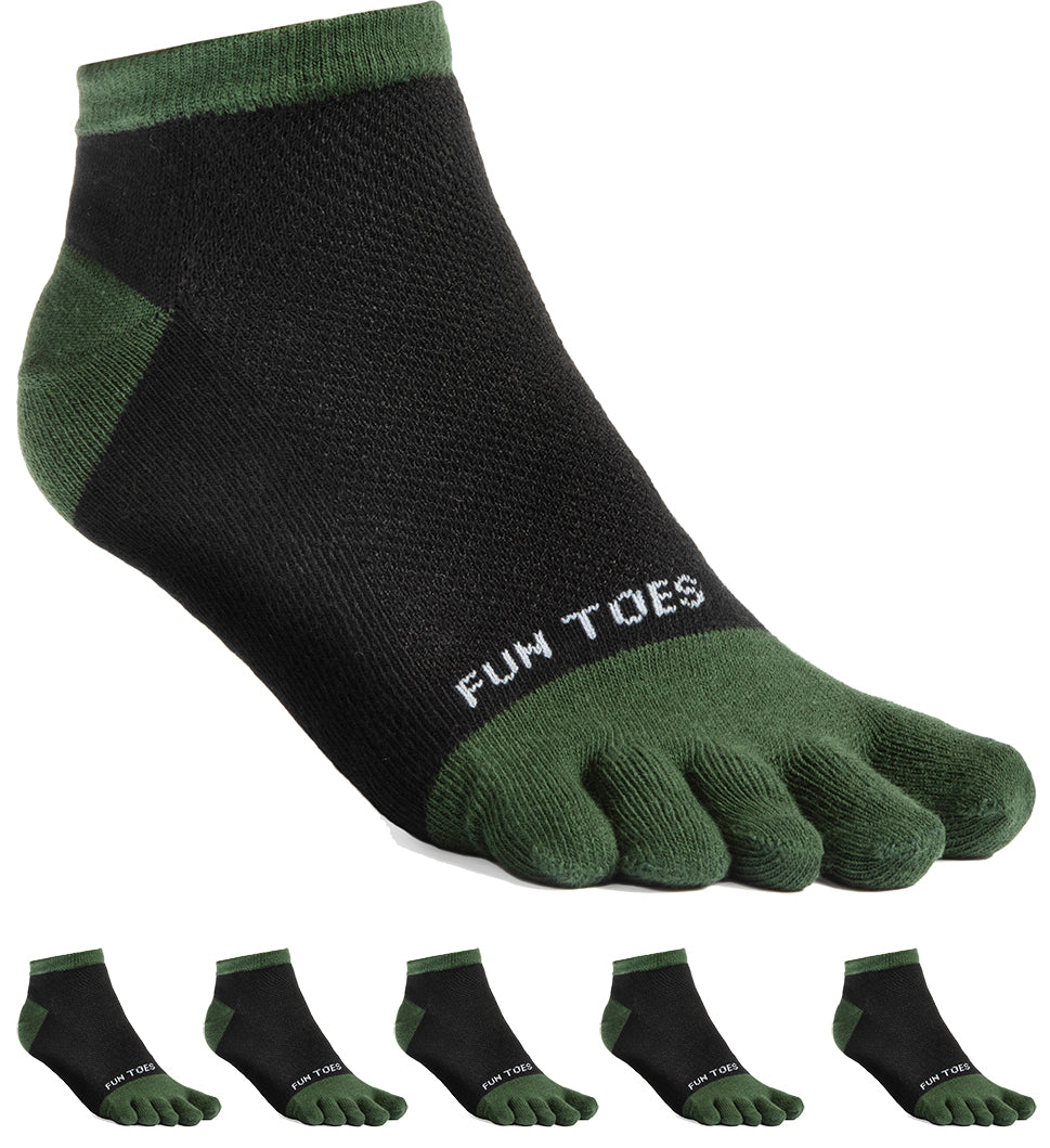FUN TOES Women's Cotton Toe Socks-Breathable-6 PAIRS Pack-Size 9-11-Lightweight