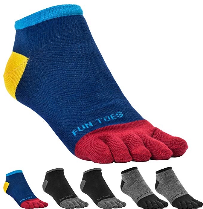 FUN TOES Men's Toe Socks Lightweight Breathable-Value 6 PAIRS Pack