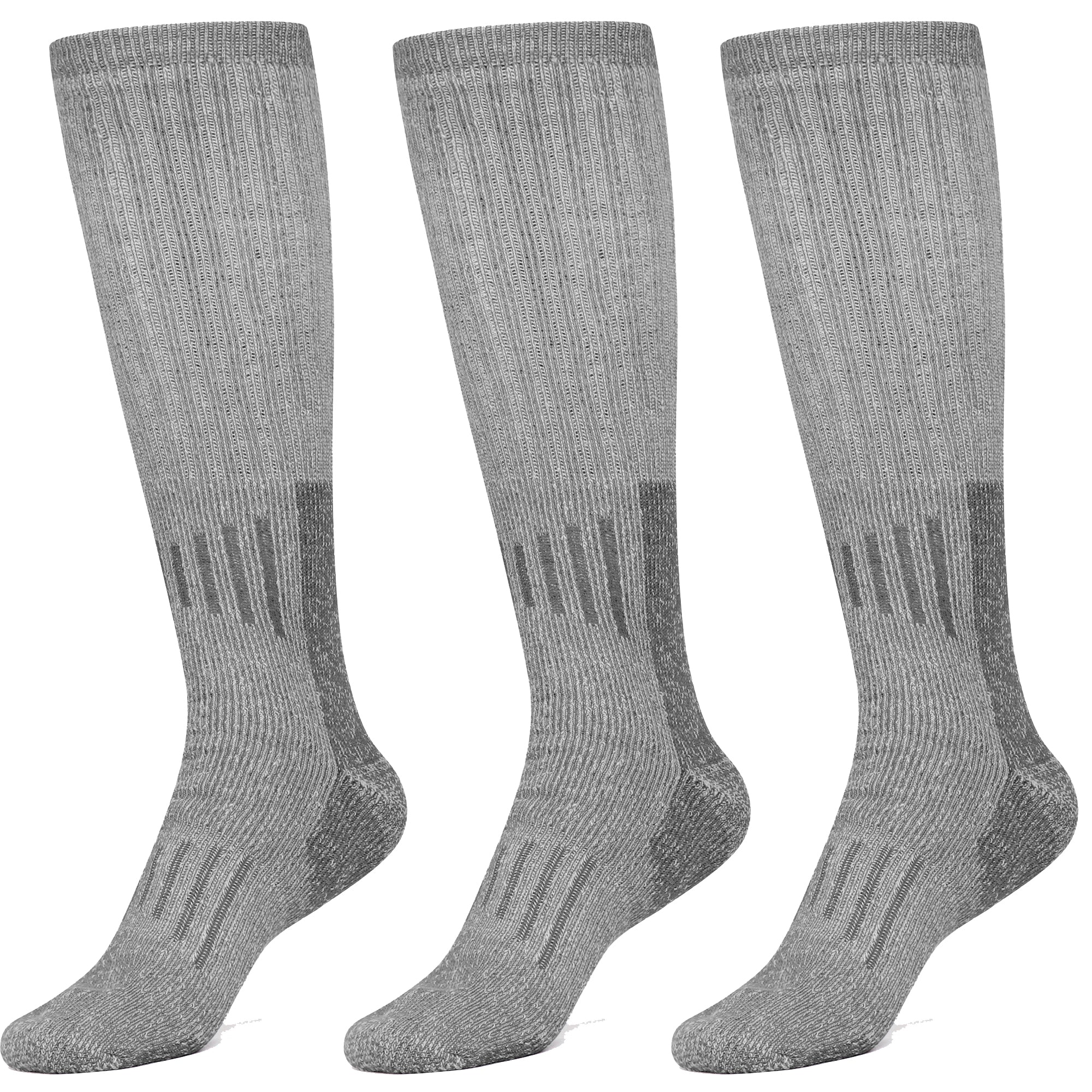 Boot Knee High Socks Merino Wool 80% Long Length 3 Pairs Shoe size 8-12