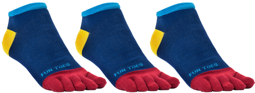 FUN TOES Mens Toe Socks Barefoot Running Socks-Pack Of 6 Pairs- Shoe Size  6-12.5