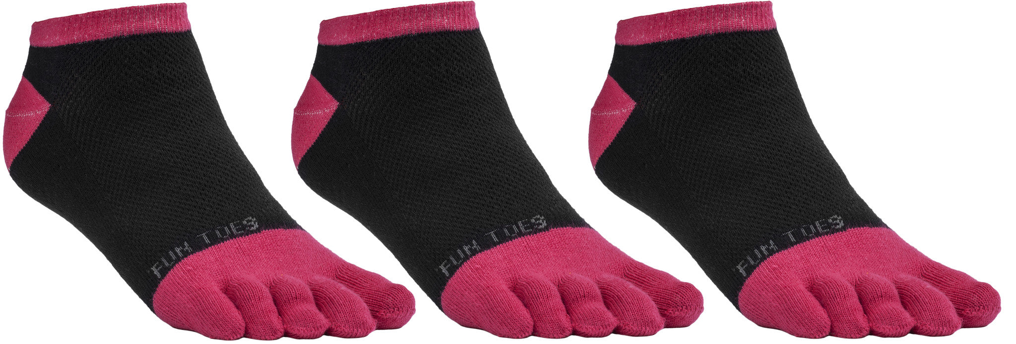 FUN TOES Women's Toe Socks Barefoot Running Socks Size 9-11 Shoe Size 4-10  Pack of 3 Pairs Black