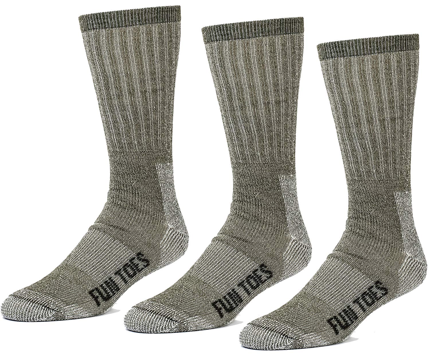Fun Toes FUN TOES Men's 3 pairs Thermal Insulated 80% Merino Wool Socks -Hiking ...