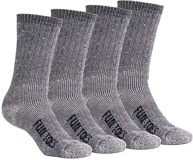 FUN TOES Kids 70% Midweight Merino Wool Crew Socks Arch Support Fully Cushioned  4 Pairs Pack