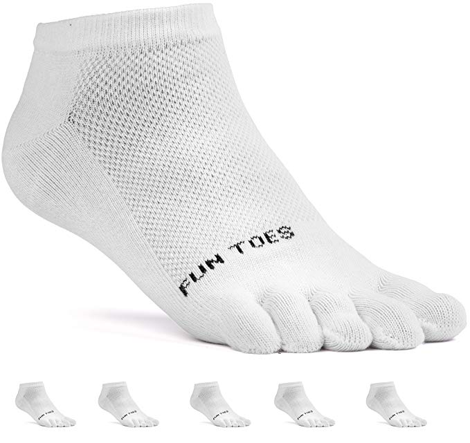 FUN TOES Women's Cotton Toe Socks-Breathable-6 PAIRS Pack-Size 9