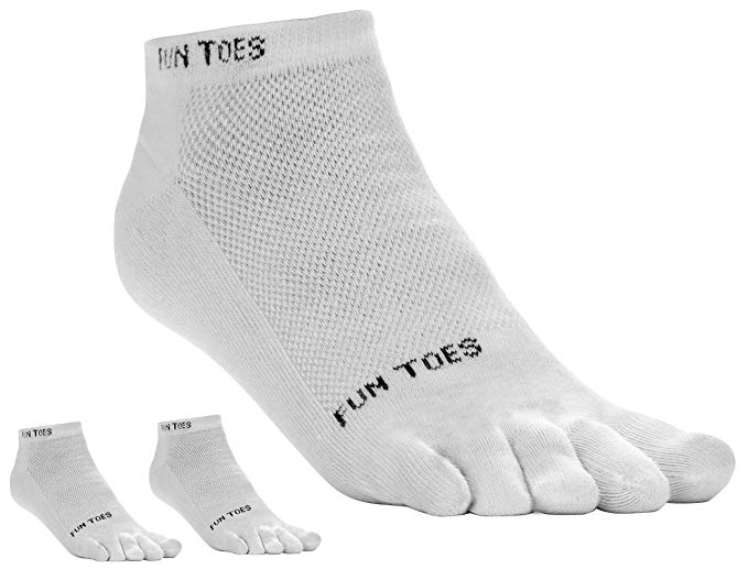 FUN TOES Pairs Men's COTTON Toe Socks Breathable Mesh Top Size