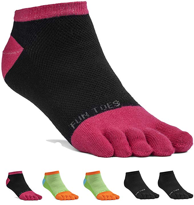 FUN TOES Women's Cotton Toe Socks-Breathable-6 PAIRS Pack-Size 9